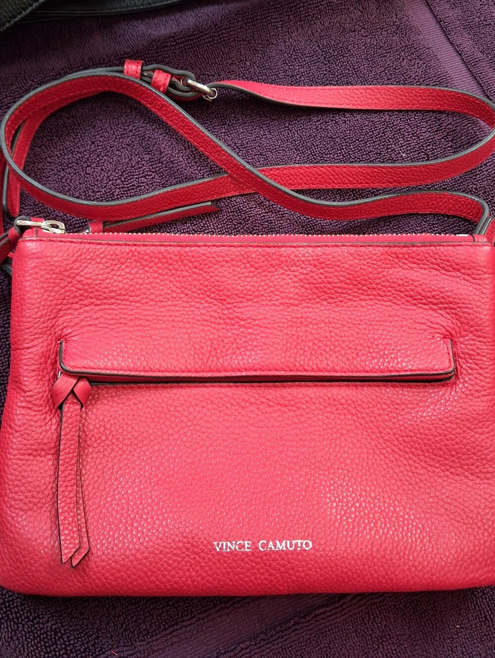 Vince Camuto Red Pebbled Leather Crossbody